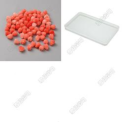 Naranja Rojo 150 piezas de cuentas de resina opaca, flor, rojo naranja, 8x6.5 mm, agujero: 1.5 mm