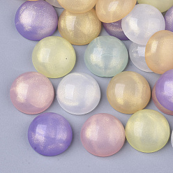 Mixed Color Transparent Acrylic Cabochons, with Gold Powder, Half Round/Dome, Mixed Color, 17.5x7.5mm