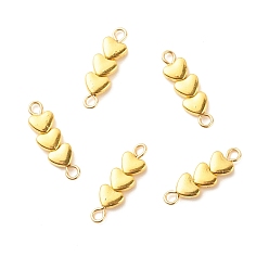 Golden Alloy Connector Charms, Three Hearts, Golden, 20x6x3mm, Hole: 1.8mm