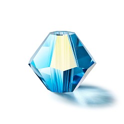 60120 20000 Malibu Blue AB 2x Хрустальные бусины preciosa®, чешский хрусталь, биконус(451 69 302 рондель), 60120 20000 Малибу Блю АБ 2x, 4 мм