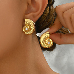 Shell Shape Преувеличенная тема океана 201 серьги-гвоздики из нержавеющей стали для женских аксессуаров, формы раковины, показать на картинке