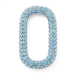 Светло-Голубой Стойка покрытие латунь микропаве кубический цирконий овальные соединительные кольца, долговечный, без свинца и без кадмия, платина, Небесно-голубой, 25x14.5x3 мм, внутренний диаметр: 19x8.5 мм