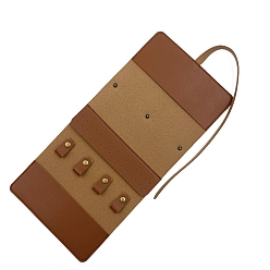 Шоколадный Рулоны для хранения ювелирных изделий из искусственной кожи, органайзер для ювелирных изделий, Для кольца, Браслет, хранение ожерелья, цвет шоколада, 38x18 см