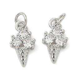 Платина Латунные микро проложить кубического циркония подвески, мороженое прелести, долговечный, без кадмия и без свинца, стойки покрытие, с целью перехода в кольце, платина, 14x7.5x3.5 мм, отверстие : 3.3 мм