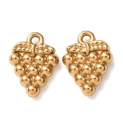 Винограды 304 прелести нержавеющей стали, фруктовое очарование, ионное покрытие (ip), золотые, винограды, 14x10.5x3.5 мм, отверстие : 1.4 мм