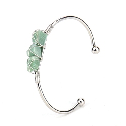 Aventurine Verte Bracelets de manchette en perles d'aventurine verte naturelle, bracelet en fil métallique, diamètre intérieur: 2-1/2 pouce (6.5 cm)