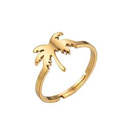 077 Golden Geometric Stainless Steel Hollow Love Heart Ring for Couples - Fashionable and Retro Open Design