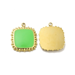 Green Yellow 304 Stainless Steel Enamel Pendants, Square, Golden, Green Yellow, 15x12.5x2mm, Hole: 1.4mm