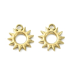 Real 14K Gold Plated 304 Stainless Steel Charms, Sun Charms, Real 14K Gold Plated, 12x11x1.6mm, Hole: 1.5mm