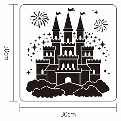 Building Large Plastic Reusable Drawing Painting Stencils Templates, for Painting on Scrapbook Fabric Tiles Floor Furniture Wood, Square, Tower Pattern, 300x300mm