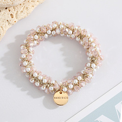 Pearl powder crystal hair ring 7 Multi-color crystal pearl hair ring simple girl tie hair hair rope rubber band fairy hair accessories