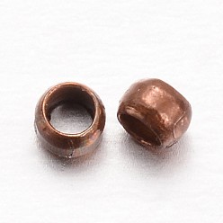 Red Copper Rondelle Brass Crimp Beads, Red Copper, 2x1mm, Hole: 1mm, about 10000pcs/100g