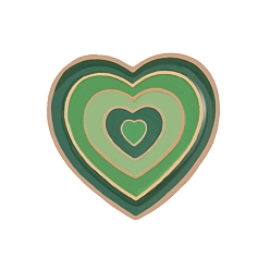 Green Gradient Color Heart Enamel Pins, Golden Alloy Brooch, Green, 22x22mm