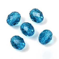 Deep Sky Blue K9 Glass Beads, Glass Imitation Austrian Crystal Beads, Oval, Faceted, Deep Sky Blue, 10x8mm, Hole: 1.2~1.4mm