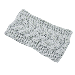 Gainsboro Polyacrylonitrile Fiber Yarn Warmer Headbands, Soft Stretch Thick Cable Knit Head Wrap for Women, Gainsboro, 210x110mm