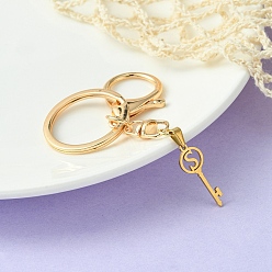 Letter S 304 Stainless Steel Initial Letter Key Charm Keychains, with Alloy Clasp, Golden, Letter S, 8.8cm