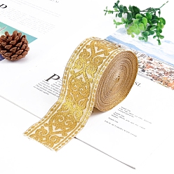 Gold Polyester Ribbon, Clothing Ornament, Gold, 2 inch(50mm), 7 Yards/Roll