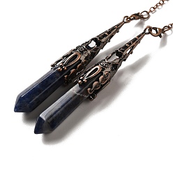 Содалитовое Натуральный содалит маятник для биолокации большие подвески, с латунной фурнитурой , пуля, 260~270 мм, отверстие : 1.5 мм