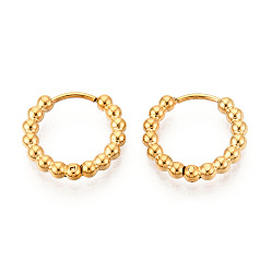 Plaqué 14K Or Véritable 304 créoles en acier inoxydable pour femme, anneau, placage ionique (ip), réel 14 k plaqué or, 15x2.5mm