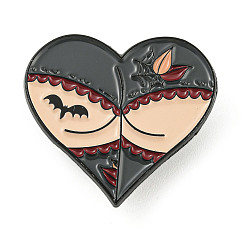 Dark Gray Gothic Sexy Butt Heart Shaped Enamel Pins, Halloween Brooch, for Backpack Clothes, Dark Gray, 28x30.5x1.5mm