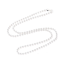Silver Brass Ball Chains Necklace for Men Women, Long-Lasting Plated, Lead Free & Cadmium Free, Silver, 23.70~23.78 inch(60.2~60.4cm)