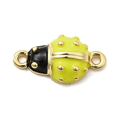 Желтый Подвески из латунной эмали, божья коровка ссылки, долговечный, без кадмия и без свинца, реальный 18 k позолоченный, стойки покрытие, желтые, 16.5x8.5x4.5 мм, отверстие : 1.2 мм