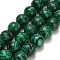Grün Gefärbte synthetische Malachitperlenstränge, glatte Rundung, grün, 12 mm, Bohrung: 1.4 mm, ca. 31 Stk. / Strang, 14.06 Zoll (35.7 cm)