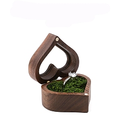 Verde Cajas de almacenamiento de madera para anillos de corazón de amor, con cierres magnéticos y terciopelo en el interior, verde, 6.5x6x3.5 cm