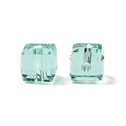 Морско-зеленый K9 стеклянные имитации австрийских хрустальных бусин, граненые, квадратный, цвета морской волны, 6x6x6 мм, отверстие : 1.5 мм