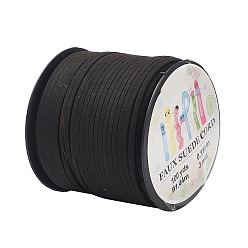 Black Faux Suede Cord, Faux Suede Lace, Paper Box Packing, Black, 3.0x1.4mm, about 98.43yards/roll(90m/roll)