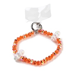 Оранжево-Красный Ремешки для мобильных устройств из сплава, стекла и акрила, с нашивкой для шнурка для мобильного телефона, оранжево-красный, 14.5 см