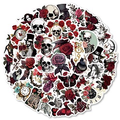 Mixed Color Skull PVC Waterproof Adhesive Stickers, for Water Bottles, Laptop, Phone, Skateboard Decoration, Mixed Color, 4~6cm, 50pcs/set