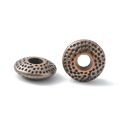 Red Copper Tibetan Style Alloy Spacer Beads, Lead Free & Cadmium Free & Nickel Free, Flat Round, Red Copper, 8x3mm, Hole: 2.5mm.