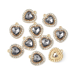 Tanzanite Alloy Rhinestone Charms, Heart, Light Gold, Tanzanite, 18x16x5mm, Hole: 1.4mm