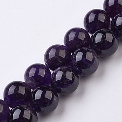 Amethyst Natural Amethyst Bead Strands, Round, 14mm, Hole: 1mm, about 28pcs/strand, 15.3 inch(39cm)