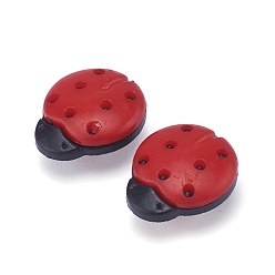 Black Plastic Sewing Buttons, Ladybug Shape, 1-Hole, Black, 15x13x4mm, Hole: 3x2mm