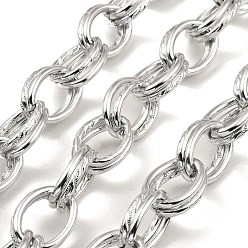 Platinum Aluminium Cable Chains, Unwelded, with Spool, Platinum, 22x16x2.5mm, about 16.40 Feet(5m)/Roll