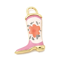 Цветок Латунные подвески с принтом, подвески для обуви/ботинок, долговечный, реальный 18 k позолоченный, цветок, 23x14.5x3 мм, отверстие : 3x2 мм