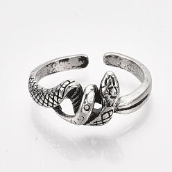 Antique Silver Alloy Cuff Finger Rings, Snake, Antique Silver, US Size 9 3/4(19.5mm)