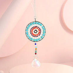 Synthetic Turquoise Crystals Pendants Decoration, with Gemstone Beads, for Home, Garden Decoration, 350mm