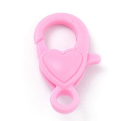 Pearl Pink Plastic Lobster Claw Clasps, Heart, Pearl Pink, 22.5x13x6.5mm, Hole: 3mm