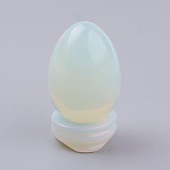 Opalite Opalite Display Decorations, with Base, Egg Shape Stone, 56mm, Egg: 47x30mm