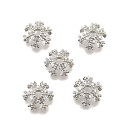 Платина Снежинка латунные микропаве прозрачные кубические циркониевые бусины колпачки, стойки покрытие, долговечный, без свинца и без кадмия, платина, 11.5x3.5 мм, отверстие : 2.5 мм