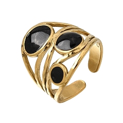 Golden 304 Stainless Steel Enamel Cuff Open Rings, Round, Golden, 20mm, Inner Diameter: 17mm