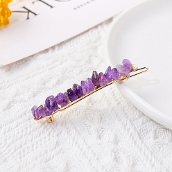 Amethyst Natural Amethyst Chips Hair Barrettes, Ponytail Holder Statement, Hair Accessories for Girls, 60mm