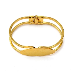 Золотой Латуни браслет делает, пустое основание браслета, стойки покрытие, овальные, золотые, 1-7/8 дюйм x 2-3/8 дюйм (47x60 мм), лоток : 15x40 мм