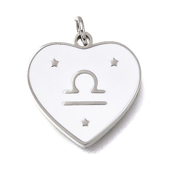 Balance Pendentifs en acier inoxydable, avec anneaux de saut et émail, cœur, couleur inox, libra, 304mm, Trou: 15x15x1.5mm