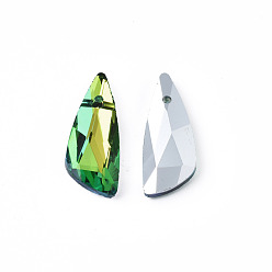 Зеленый Заостренные стеклянные подвески со стразами, граненые, слеза, зелёные, 130x78x24 мм