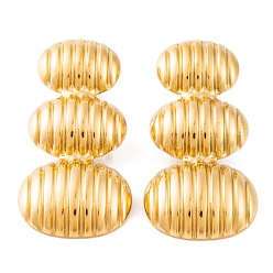 Oval Ионное покрытие (ip) 304 серьги-гвоздики из нержавеющей стали для женщин, золотые, овальные, 39x19.5 мм