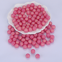 Розовый Круглые силиконовые фокусные бусины, жевательные бусины для чайников, DIY уход за ожерельем, туманная роза, 15 мм, отверстие : 2 мм